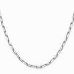 14K White Gold 3.5 mm Solid Beveled Diamond-Cut Paperclip Chain Necklace 16"-24" - Product Photo