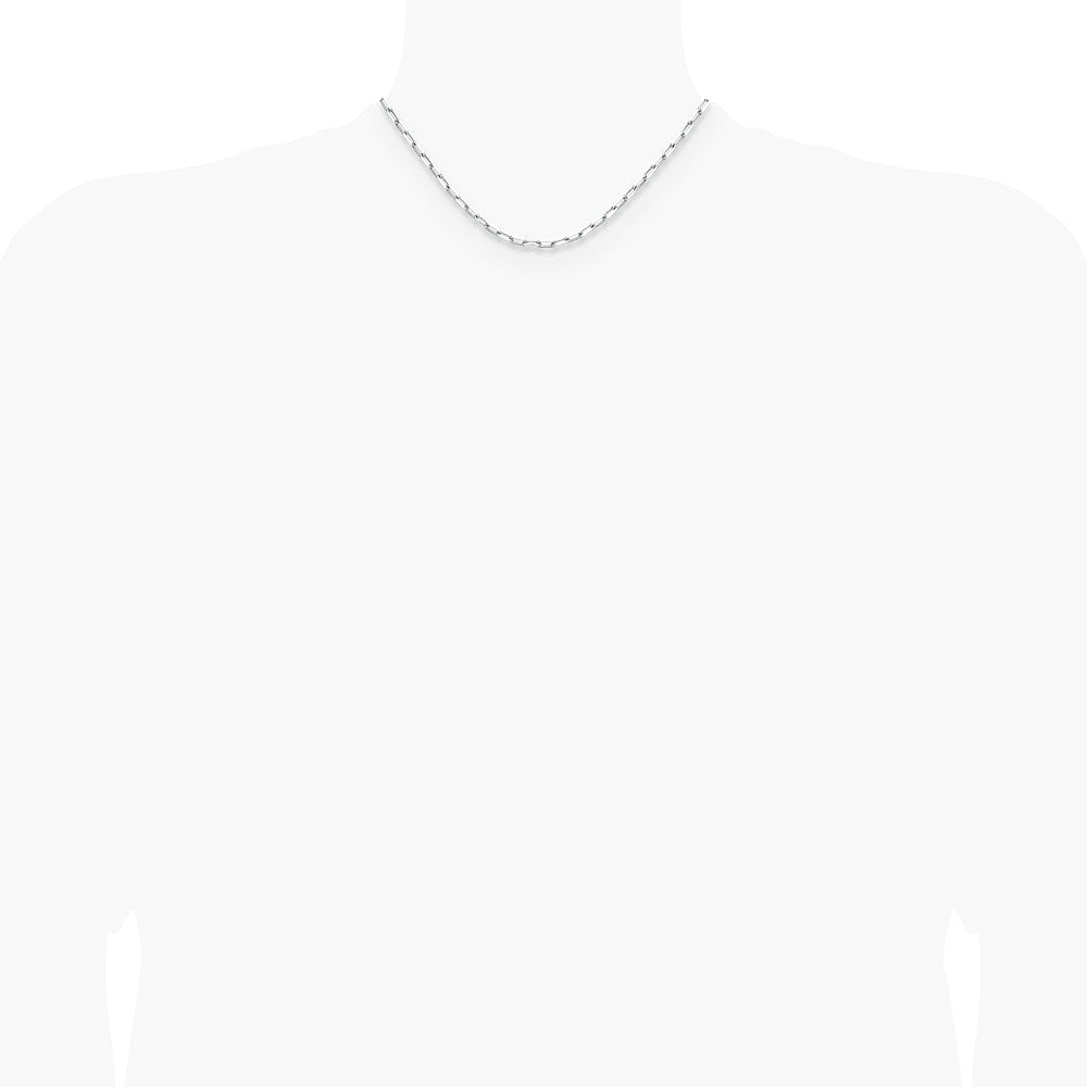 14K White Gold 3.5 mm Solid Beveled Diamond-Cut Paperclip Chain Necklace 16"-24" - Product Photo