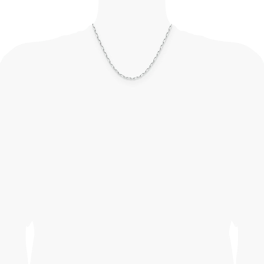 14K White Gold 3.5 mm Solid Beveled Diamond-Cut Paperclip Chain Necklace 16"-24" - Product Photo