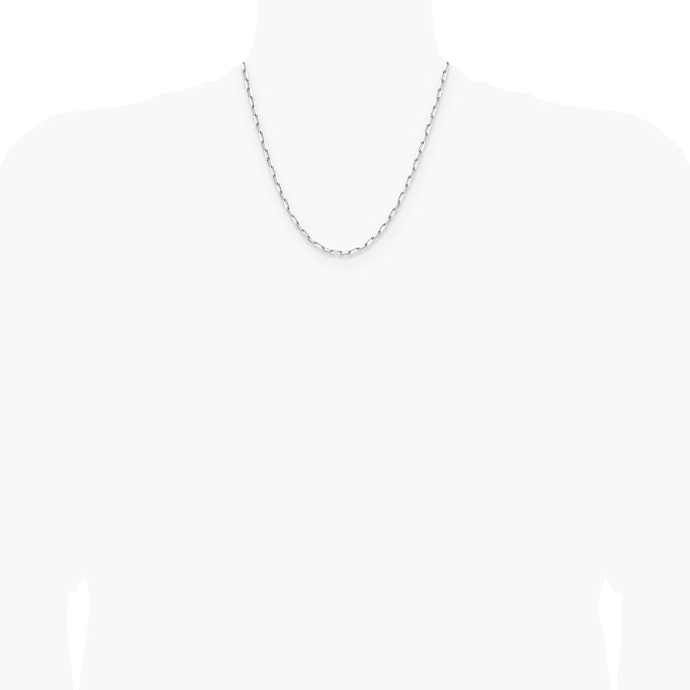14K White Gold 3.5 mm Solid Beveled Diamond-Cut Paperclip Chain Necklace 16"-24" - Product Photo