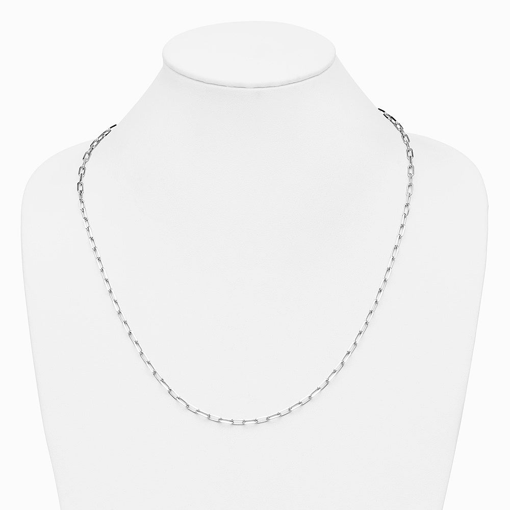 14K White Gold 3.5 mm Solid Beveled Diamond-Cut Paperclip Chain Necklace 16"-24" - Product Photo