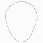 14K White Gold 3.5 mm Solid Beveled Diamond-Cut Paperclip Chain Necklace 16"-24" - Product Photo