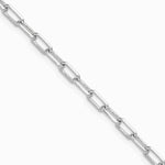 14K White Gold 3.5 mm Solid Beveled Diamond-Cut Paperclip Chain Necklace 16"-24" - Product Photo