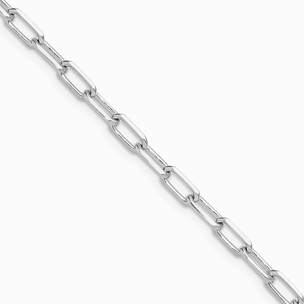 14K White Gold 3.5 mm Solid Beveled Diamond-Cut Paperclip Chain Necklace 16"-24" - Product Photo