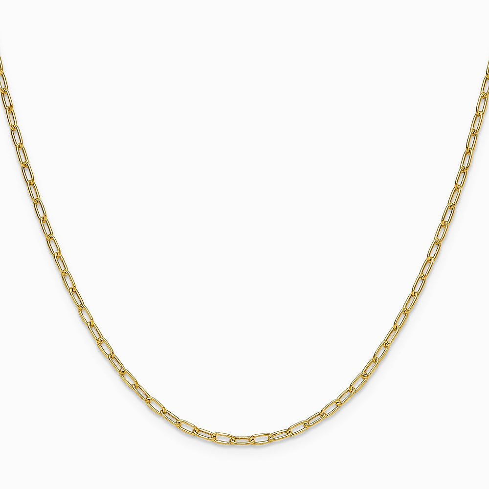 14K Yellow Gold 2.2mm Semi-Solid Paperclip Chain Necklace 16"-24" - Product Photo