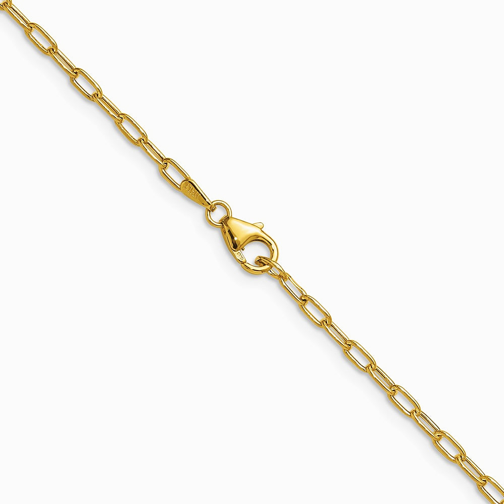 14K Yellow Gold 2.2mm Semi-Solid Paperclip Chain Necklace 16"-24" - Product Photo