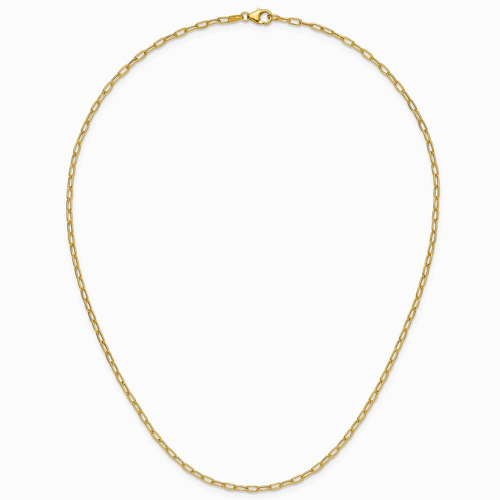 14K Yellow Gold 2.2mm Semi-Solid Paperclip Chain Necklace 16"-24" - Product Photo