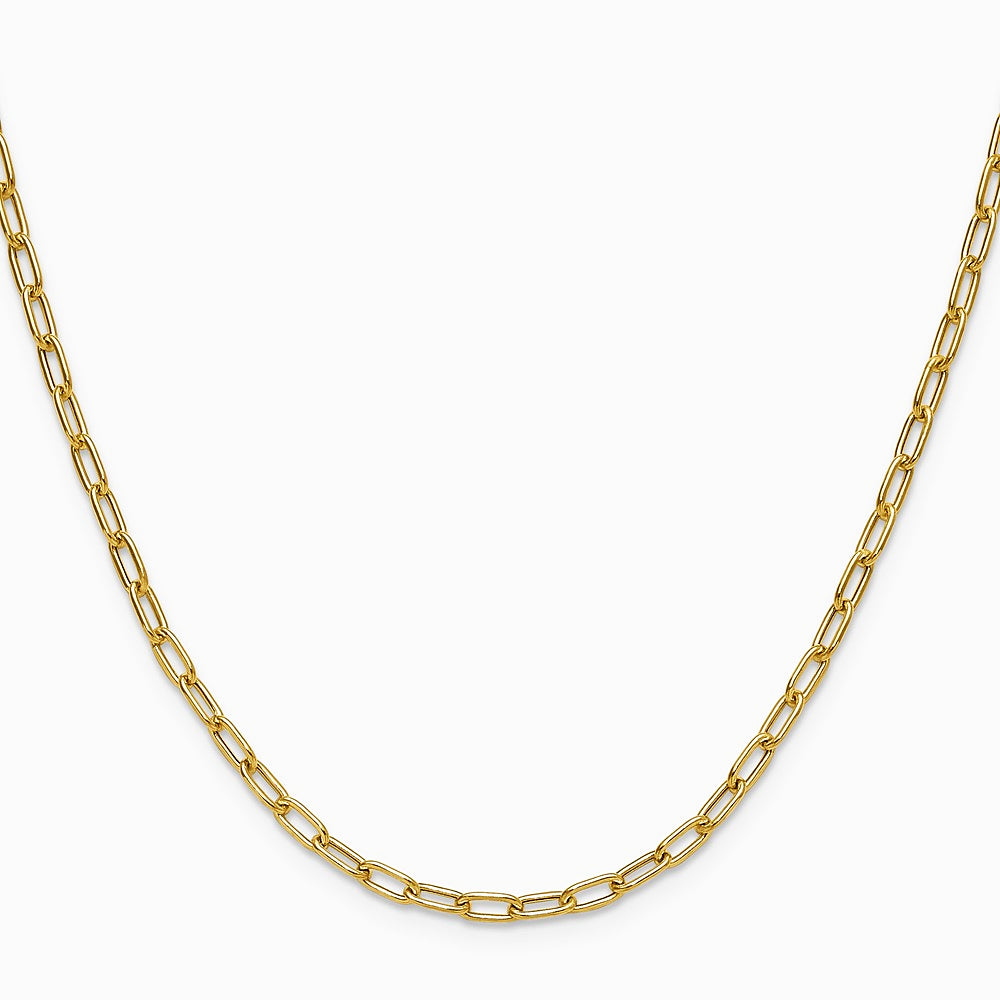 14K Yellow Gold 3.0mm Semi-Solid Paperclip Chain Necklace 16"-24" - Product Photo