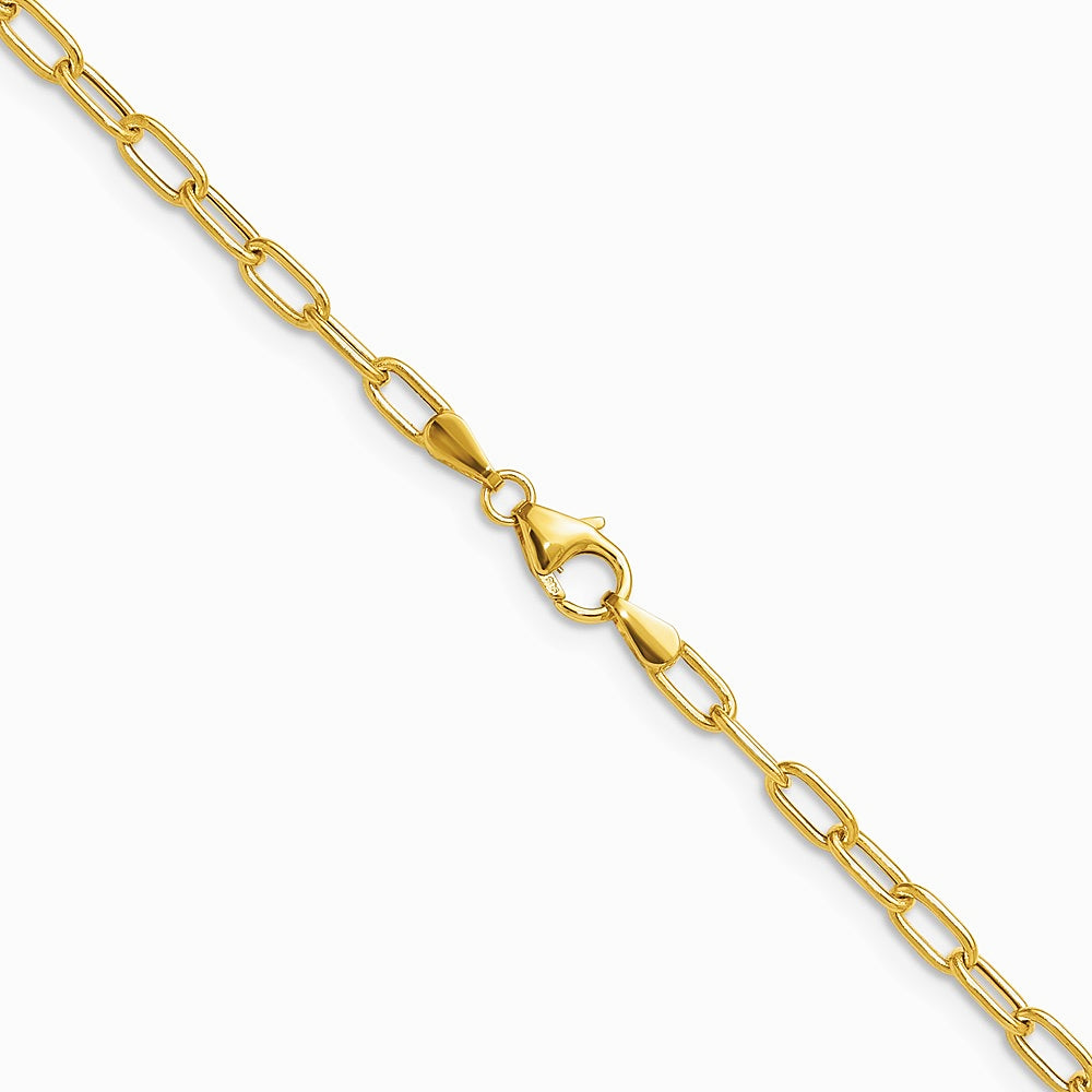 14K Yellow Gold 3.0mm Semi-Solid Paperclip Chain Necklace 16"-24" - Product Photo