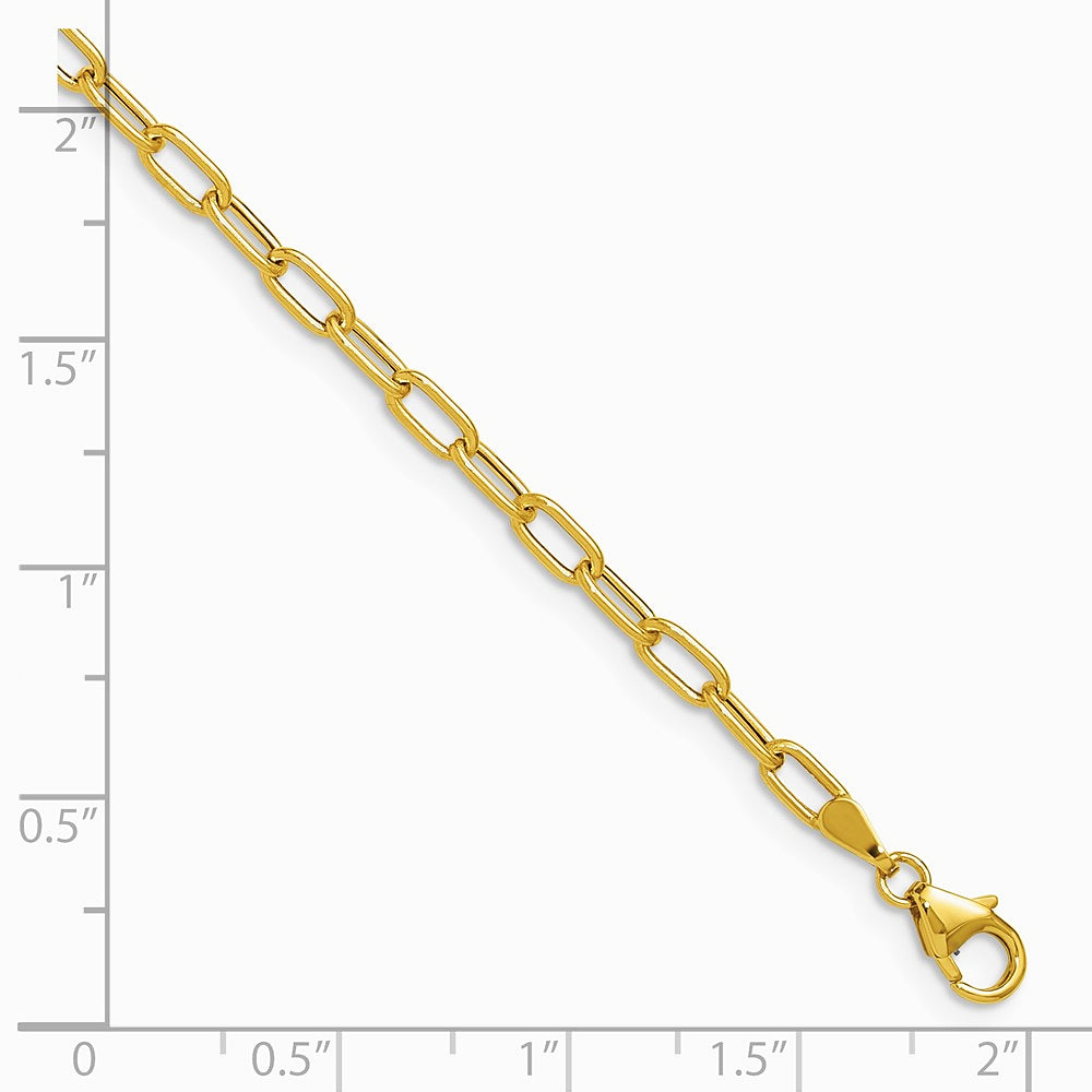 14K Yellow Gold 3.0mm Semi-Solid Paperclip Chain Necklace 16"-24" - Product Photo