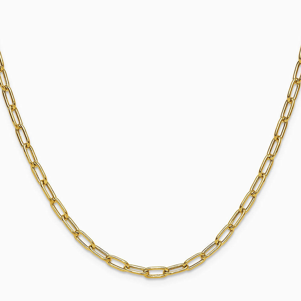 14K Yellow Gold 3.7mm Semi-Solid Paperclip Chain Necklace 16"-24" - Product Photo