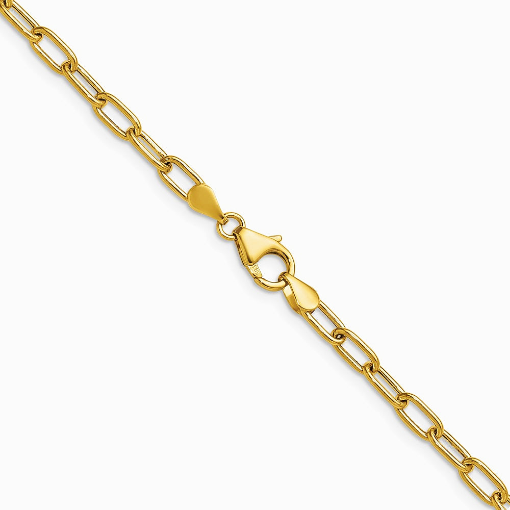 14K Yellow Gold 3.7mm Semi-Solid Paperclip Chain Necklace 16"-24" - Product Photo