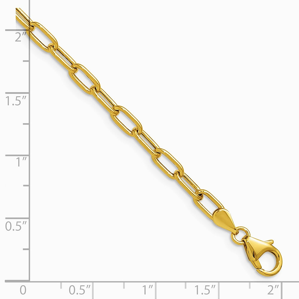 14K Yellow Gold 3.7mm Semi-Solid Paperclip Chain Necklace 16"-24" - Product Photo