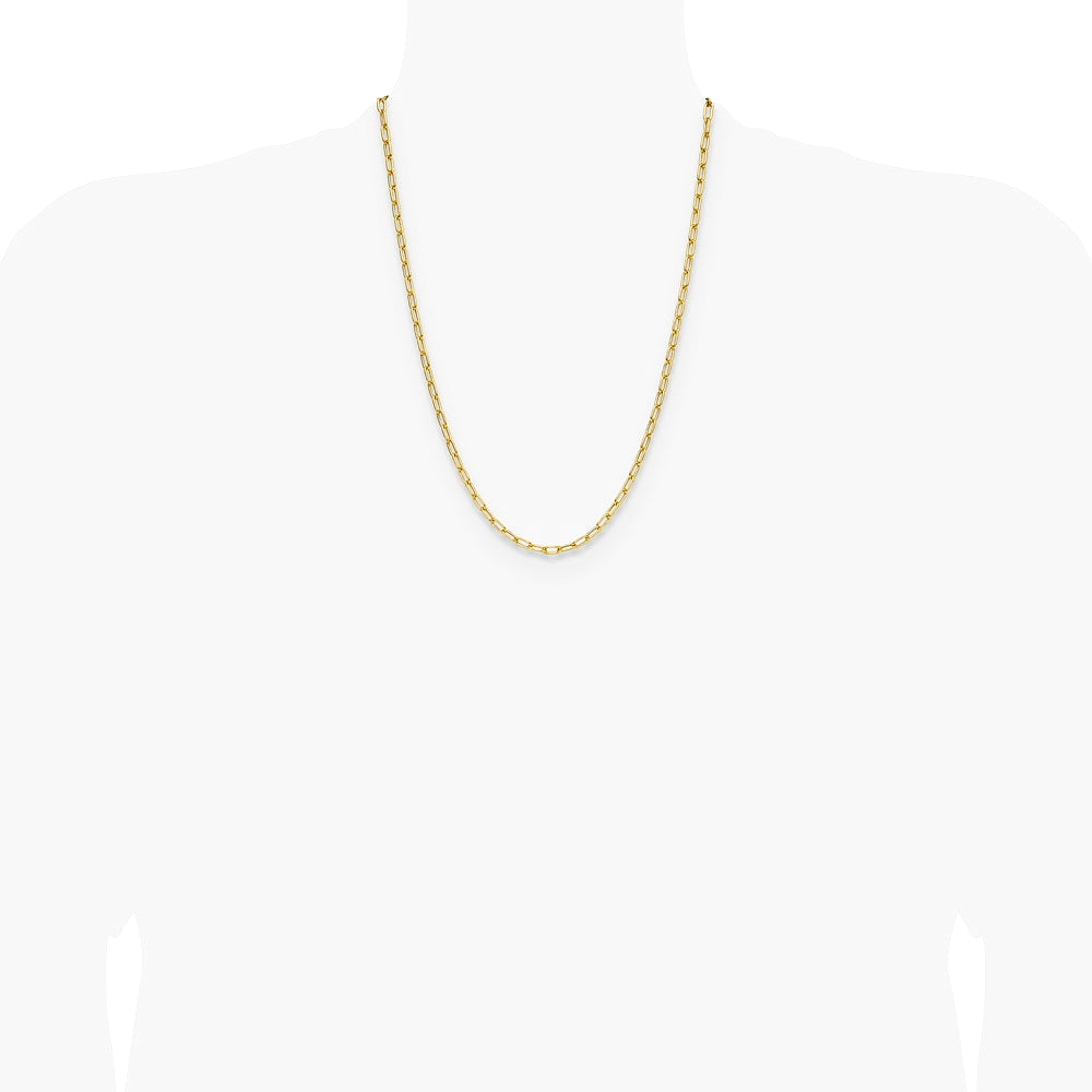 14K Yellow Gold 3.7mm Semi-Solid Paperclip Chain Necklace 16"-24" - Product Photo