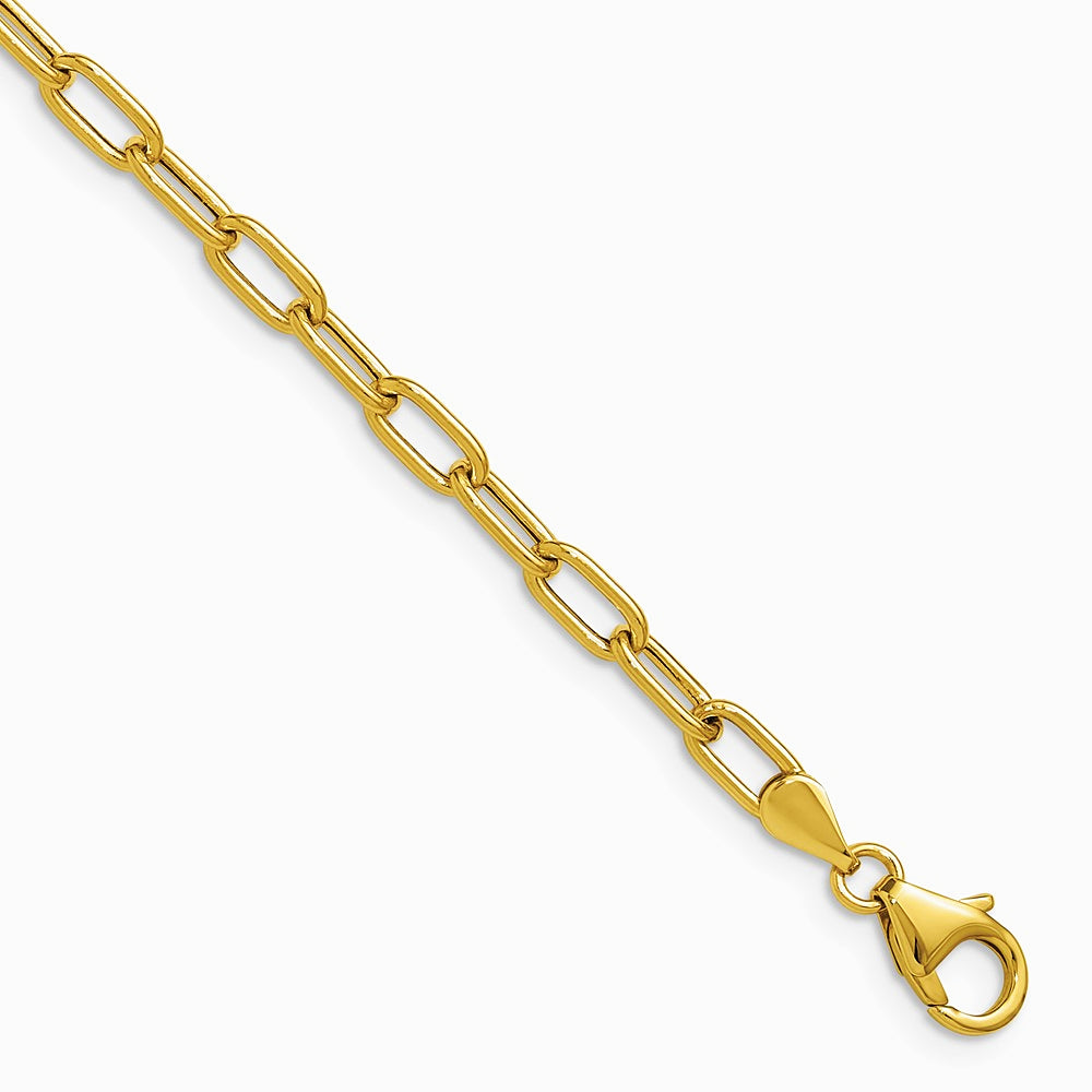 14K Yellow Gold 3.7mm Semi-Solid Paperclip Chain Necklace 16"-24" - Product Photo