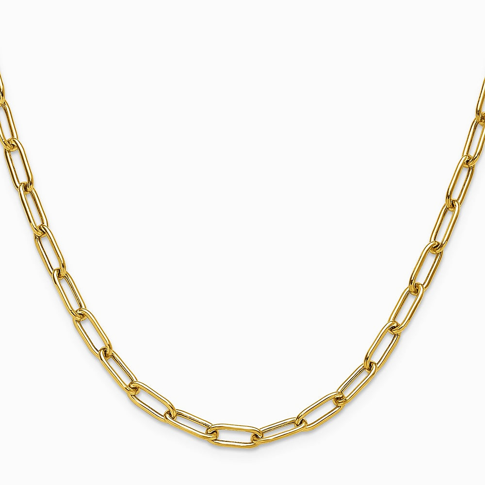 14K Yellow Gold 4.5mm Semi-Solid Paperclip Chain Necklace 16"-24" - Product Photo