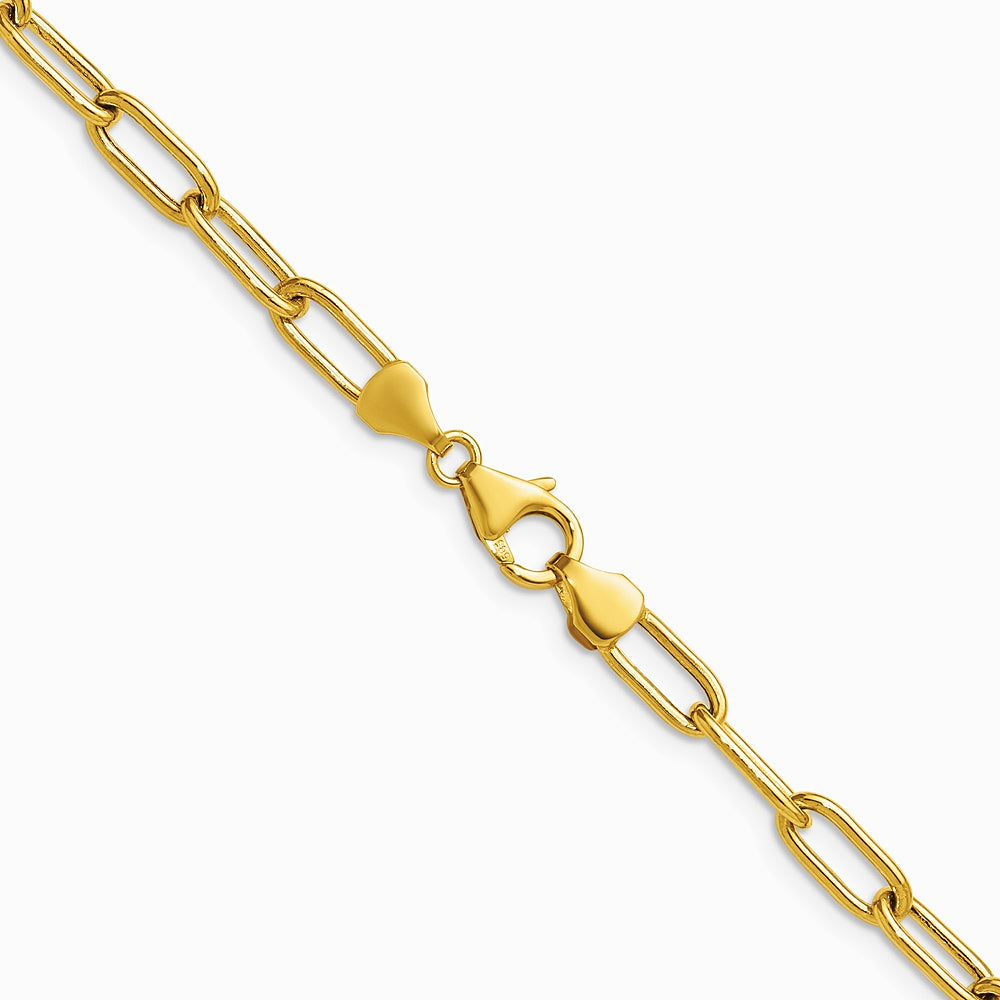 14K Yellow Gold 4.5mm Semi-Solid Paperclip Chain Necklace 16"-24" - Product Photo