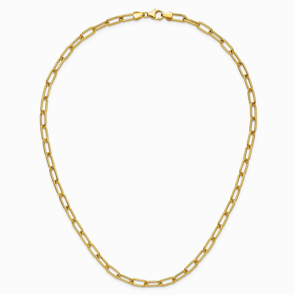 14K Yellow Gold 4.5mm Semi-Solid Paperclip Chain Necklace 16"-24" - Product Photo