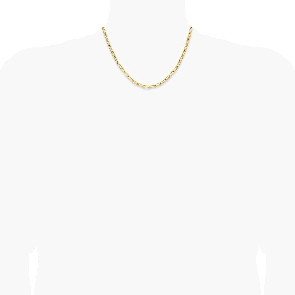 14K Yellow Gold 4.5mm Semi-Solid Paperclip Chain Necklace 16"-24" - Product Photo
