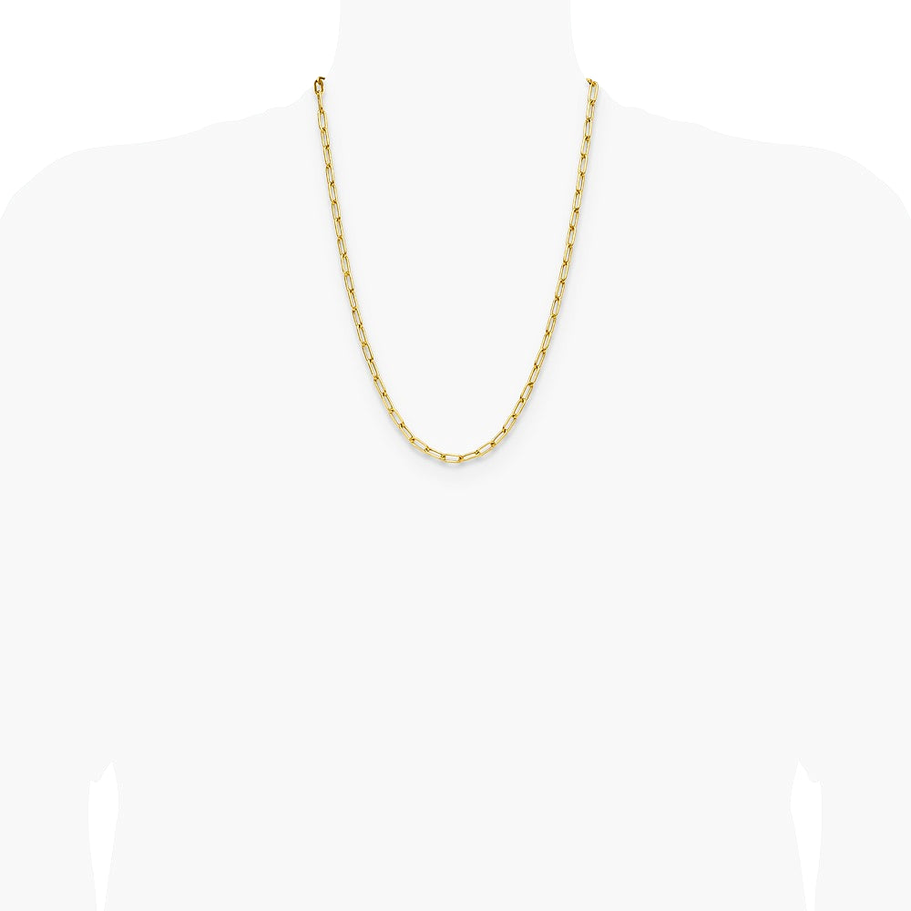 14K Yellow Gold 4.5mm Semi-Solid Paperclip Chain Necklace 16"-24" - Product Photo