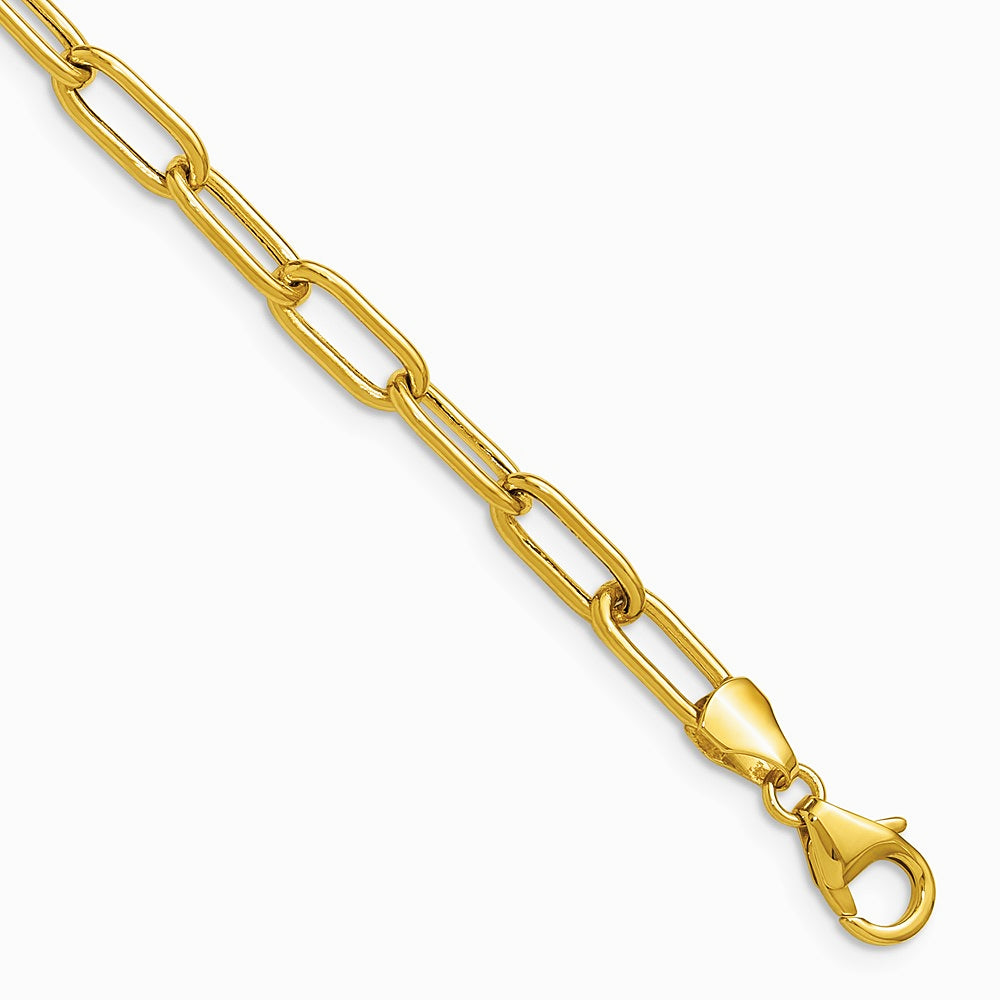 14K Yellow Gold 4.5mm Semi-Solid Paperclip Chain Necklace 16"-24" - Product Photo
