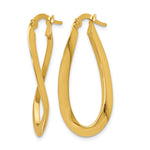 14K Yellow Gold Polished Oval Hoop Earrings - Product Photo