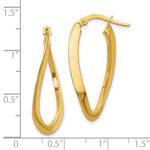 14K Yellow Gold Polished Oval Hoop Earrings - Product Photo