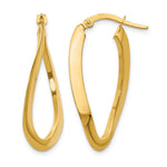 14K Yellow Gold Polished Oval Hoop Earrings - Product Photo