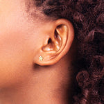 14K Yellow Gold April Crystal Birthstone Flower Earrings - Product Photo