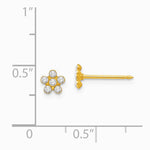 14K Yellow Gold April Crystal Birthstone Flower Earrings - Product Photo