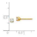 14K Yellow Gold 3mm CZ Earrings - Product Photo