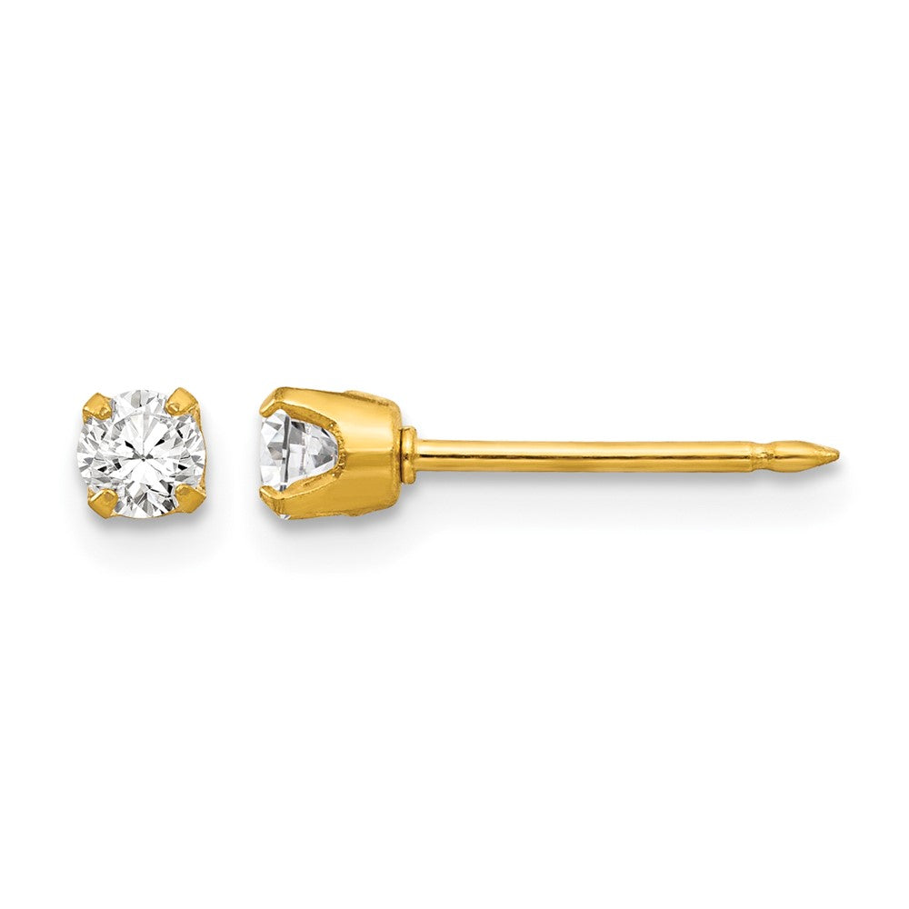 14K Yellow Gold 3mm CZ Earrings