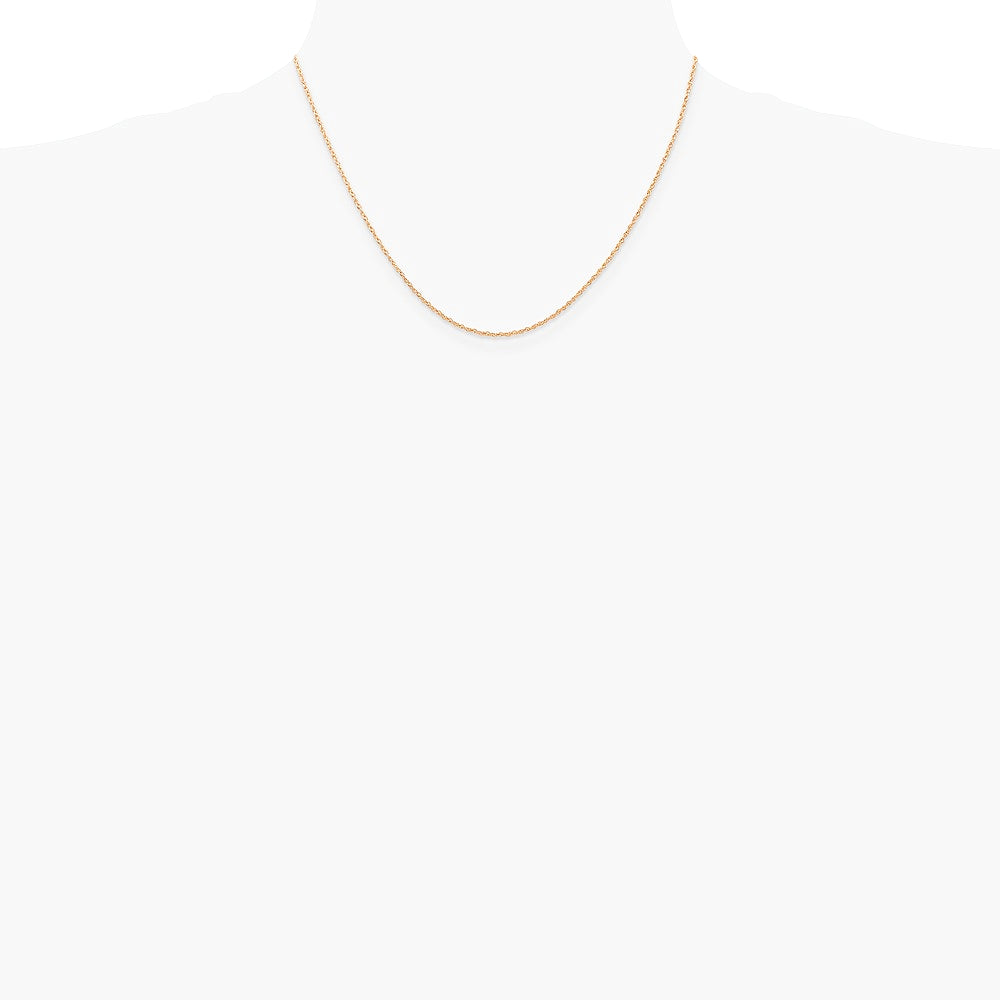 14K Rose Gold .7 mm Carded Cable Rope Chain Necklace 16"-24" - Product Photo