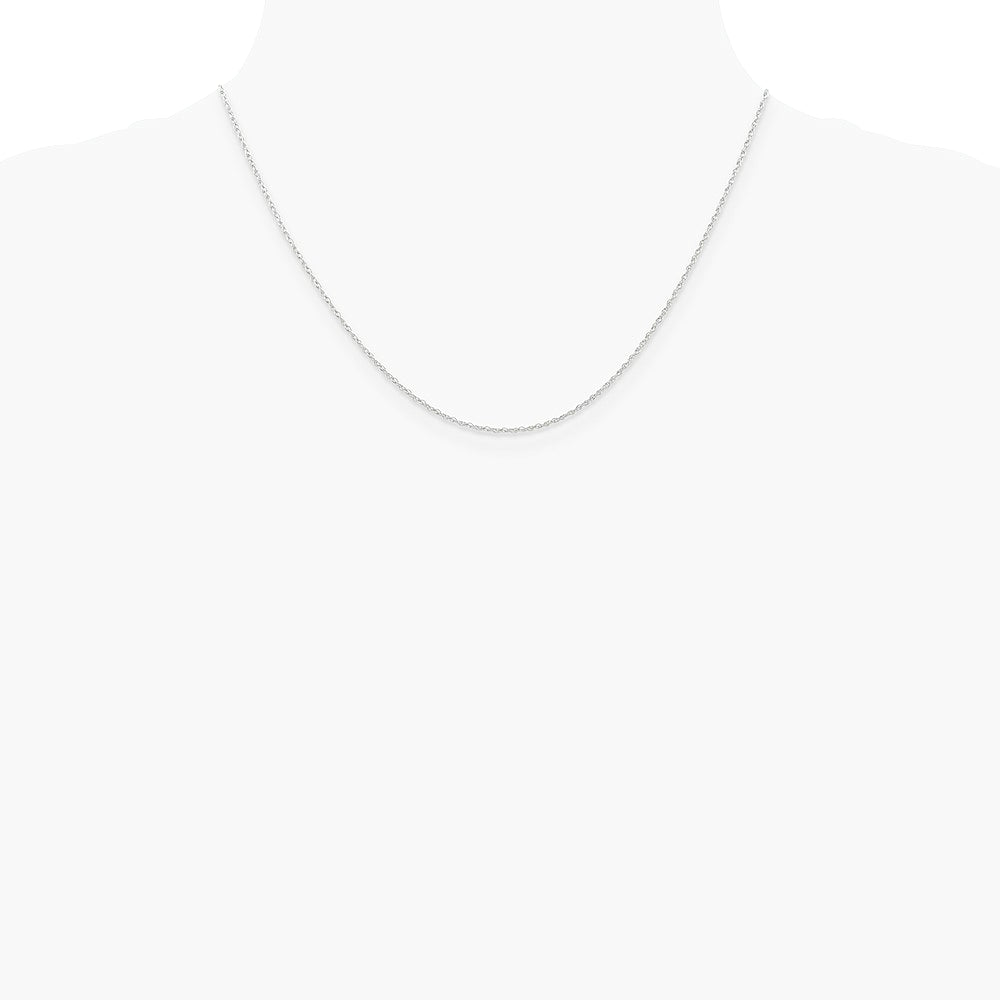 14K White Gold .7 mm Carded Cable Rope Chain Necklace 14"-24" - Product Photo