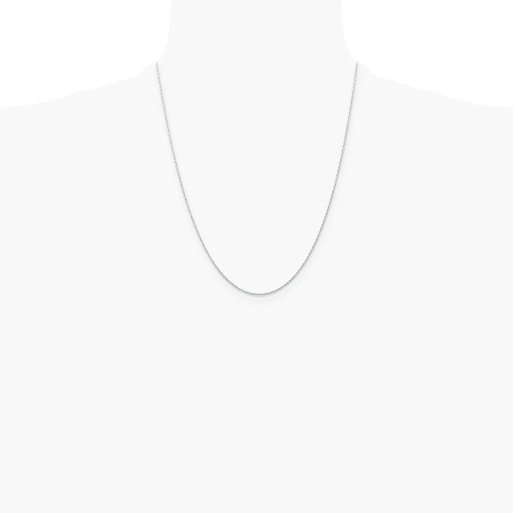14K White Gold .7 mm Carded Cable Rope Chain Necklace 14"-24" - Product Photo