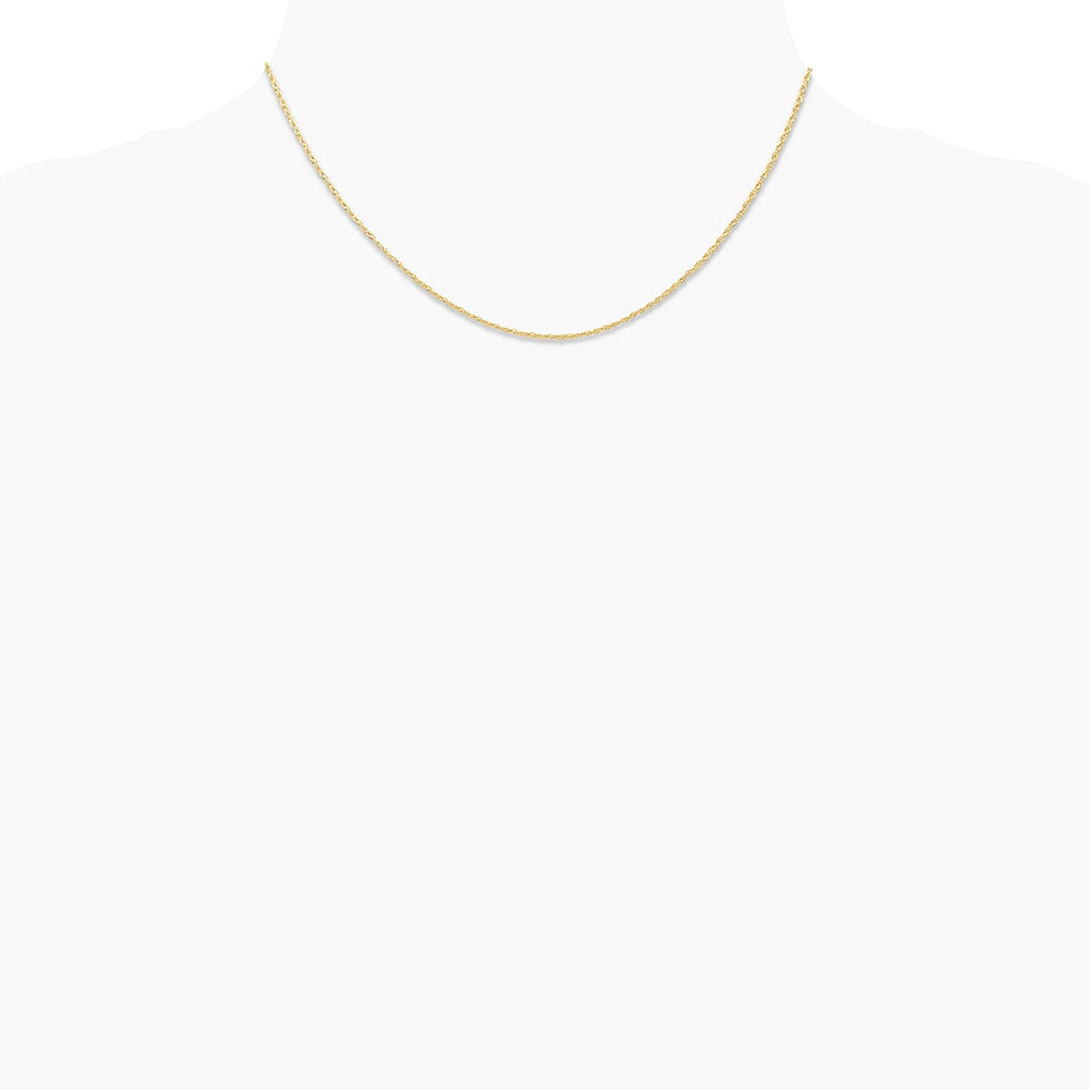 14K Yellow Gold .7 mm Carded Cable Rope Chain Necklace 14"-24" - Product Photo