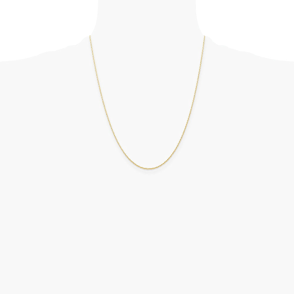 14K Yellow Gold .7 mm Carded Cable Rope Chain Necklace 14"-24" - Product Photo