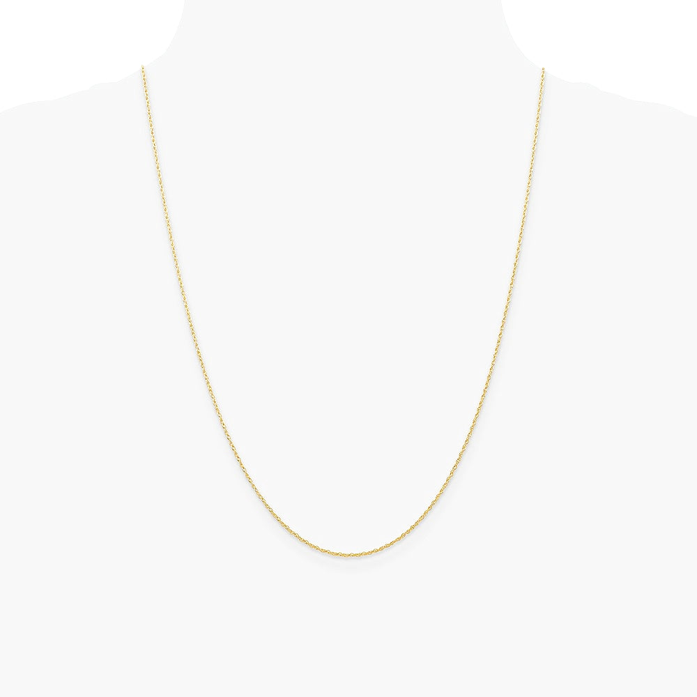 14K Yellow Gold .7 mm Carded Cable Rope Chain Necklace 14"-24" - Product Photo