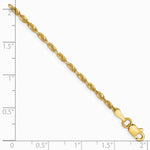 10K Yellow Gold 2.0mm Ultra Diamond-Cut Lightweight Rope Chain Bracelet 7"-8" - Product Photo