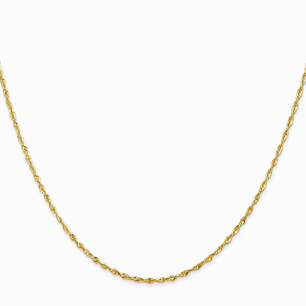 10K Yellow Gold 1.5mm Ultra Diamond-Cut Lightweight Rope Chain Necklace 16"-26" - Product Photo