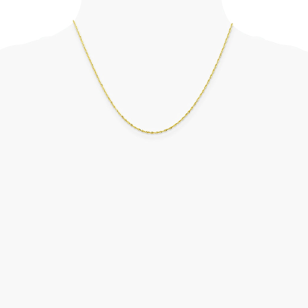 10K Yellow Gold 1.5mm Ultra Diamond-Cut Lightweight Rope Chain Necklace 16"-26" - Product Photo