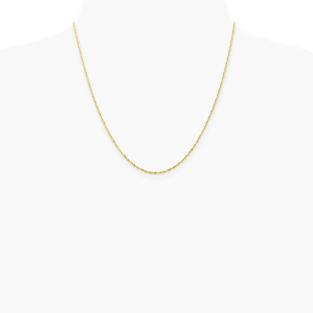 10K Yellow Gold 1.5mm Ultra Diamond-Cut Lightweight Rope Chain Necklace 16"-26" - Product Photo