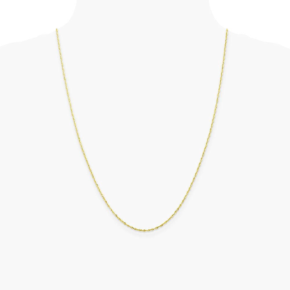 10K Yellow Gold 1.5mm Ultra Diamond-Cut Lightweight Rope Chain Necklace 16"-26" - Product Photo