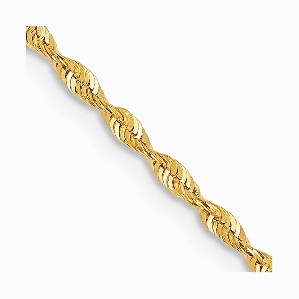10K Yellow Gold 1.5mm Ultra Diamond-Cut Lightweight Rope Chain Necklace 16"-26" - Product Photo