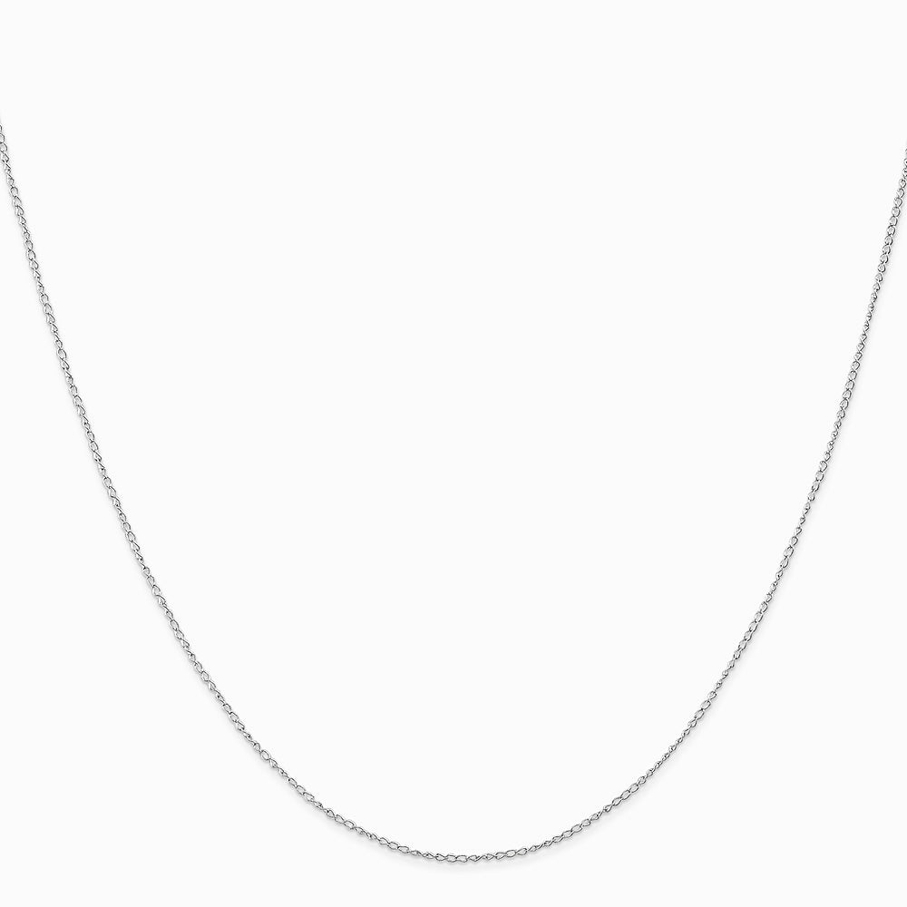 14K White Gold .5mm Carded Curb Chain Necklace 16"-24" - Product Photo