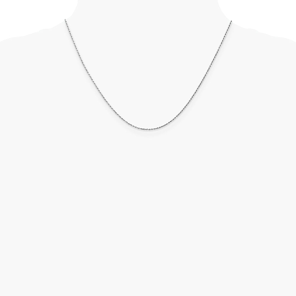 14K White Gold .95 mm Carded Cable Rope Chain Necklace 14"-24" - Product Photo