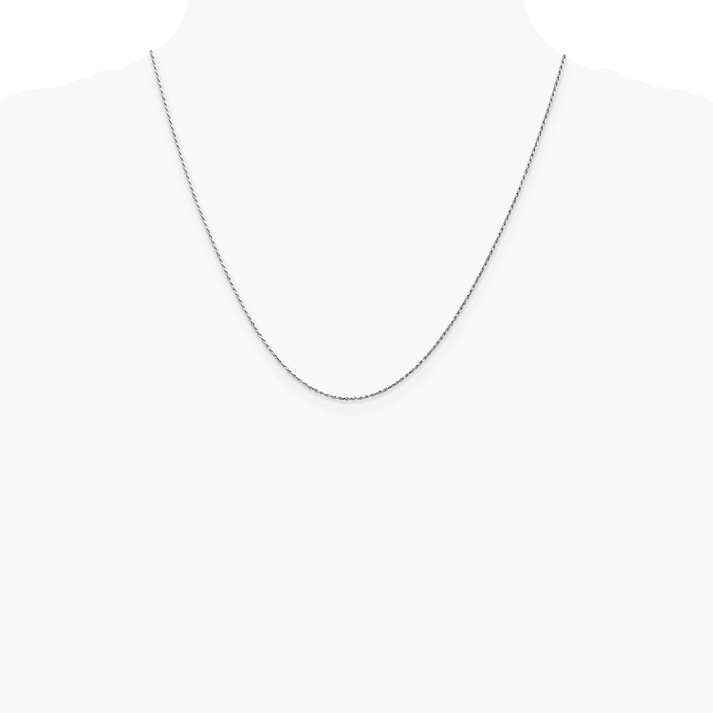 14K White Gold .95 mm Carded Cable Rope Chain Necklace 14"-24" - Product Photo