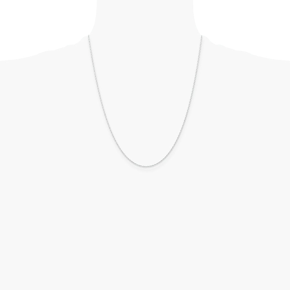 14K White Gold .95 mm Carded Cable Rope Chain Necklace 14"-24" - Product Photo