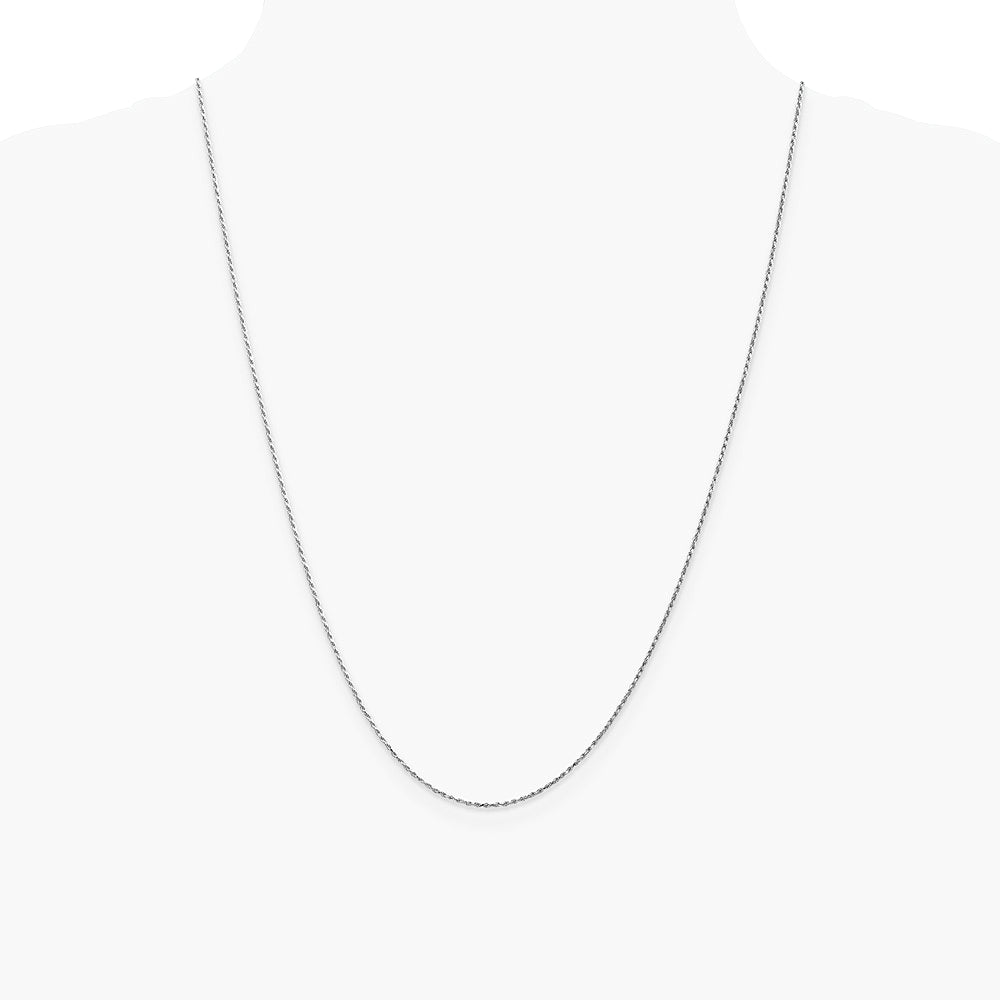 14K White Gold .95 mm Carded Cable Rope Chain Necklace 14"-24" - Product Photo