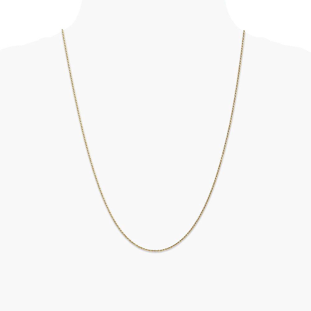 14K Yellow Gold .95 mm Carded Cable Rope Chain Necklace 14"-24" - Product Photo